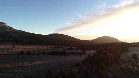 Aerial-shot-of-El-Paso-de-Cortes-in-the-sunrise
