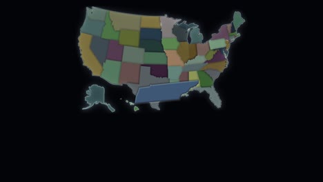 Tennessee-Ist-Hervorgehoben-–-Karte-Der-USA-–-Vereinigte-Staaten