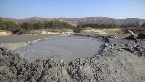 Interesting-view-mud-volcano-bubble-boiling