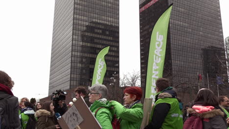 Greenpeace-getting-interviewed-at-the-global-strike-for-future,-a-march-against-global-warming