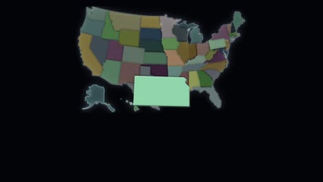 Kansas-Ist-Hervorgehoben-–-Karte-Der-USA-–-Vereinigte-Staaten