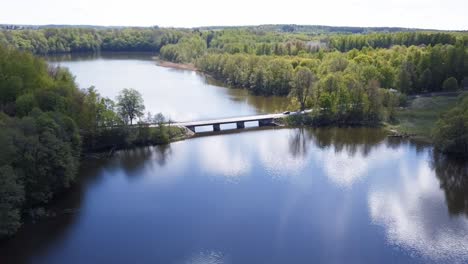 Bridge-over-a-lake-aerial-shot