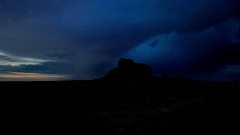 Timelapse-of-Monument-Valley-during-a-thunderstorm-from-the-last-light-of-sunset-to-a-dark-night