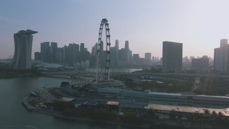Anti-clockwise-1-of-3:-Aerial-Panoramic-View-of-Singapore-Cityscape-with-popular-tourist-attractions,-taken-with-a-drone
