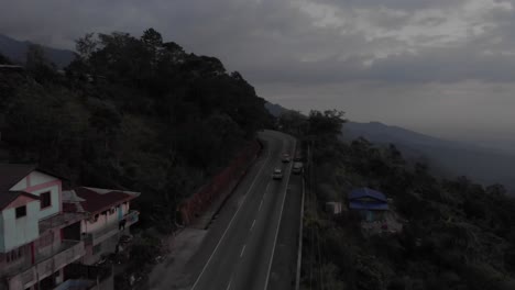Approaching-Aerial-4K-drone-shot-of-the-highway-leading-to-Baguio-city-in-the-Philippines