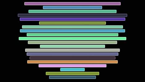 Bunte-Balken,-Die-Sich-Zufällig-Auf-Der-X-Achse-Bewegen-Und-Die-Farben-Auf-Schwarzem-Hintergrund-ändern.-2D-Animationsgrafiken,-Abstrakte-Animation