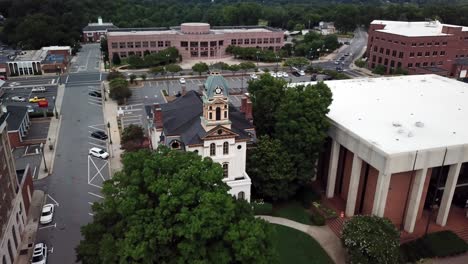 Aerial-flyover-Cabarrus-County-Courthouse-in-Concord-NC