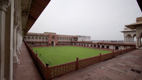 Agra-Fort-is-really-an-entire-red-walled-city,-and-you-can-easily-spend-a-few-hours-browsing-the-different-buildings-and-lookouts-in-the-fortress