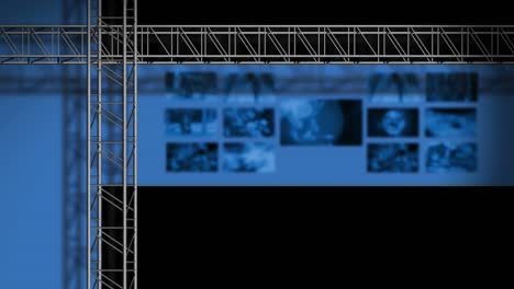 Konzeptdesign-Mit-Rahmen-Der-TV-Studio-Beleuchtung-Auf-Verschwommenem-Hintergrund-Mit-Überwachungsbildschirmen