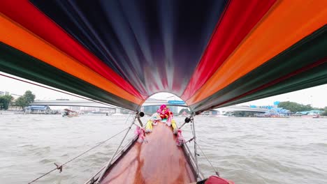 FPV-shot-from-a-boat-on-a-canal-in-Bangkok,-Thailand