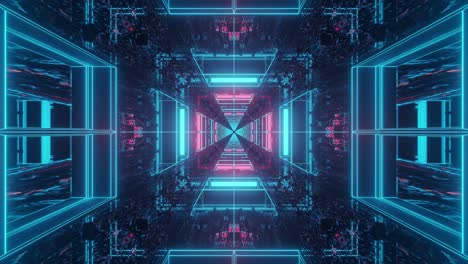 3D-Square-tunnel,-sci-fi-spaceship-interior,-futuristic-technology-corridor-abstract-seamless-VJ-for-tech-titles-and-background