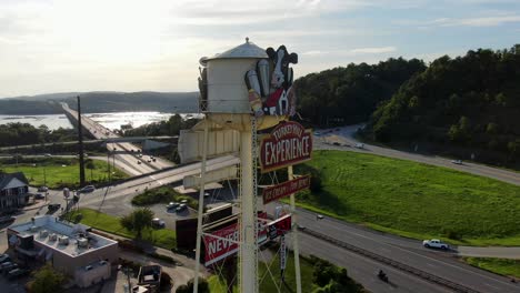 Turkey-Hill-sign-high-atop-water-tower-overlooking-Susquehanna-River-in-Lancaster-County,-PA