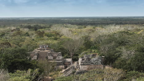 Time-lapse-trucking-push-in-of-Ek-Balam-Mayan-ruins-in-Yucatan,-Mexico-near-Valladolid