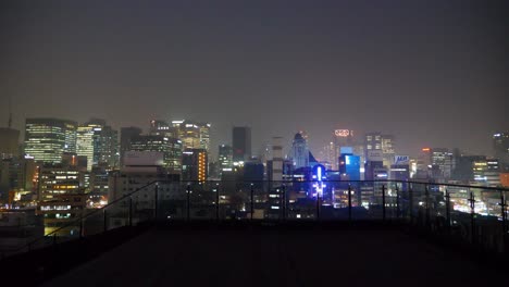 Hazey-Smog-Over-City-Of-Seoul,-South-Korea---global-enviornment-air-pollution-issue-showing-seoul-city-Cityscape-Of-Seoul-Covered-With-Smog-Of-Fine-Dust