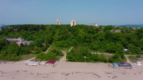 Aerial-view-of-empty-beach-in-Kiten-Bulgaria-with-small-waves