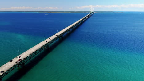 Aerial-footage-of-Michigan's-great-lakes-and-the-Mackinac-Bridge