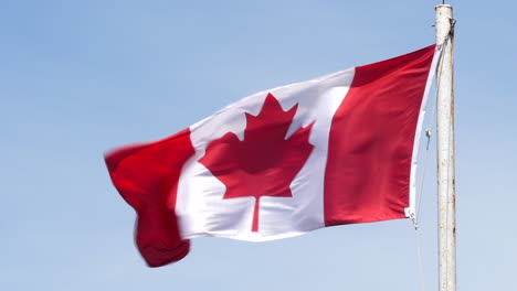 Bandera-Canadiense-Ondeando-En-El-Viento-De-Cerca