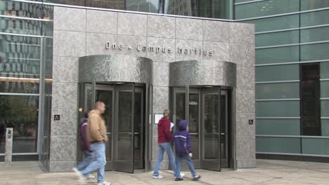 Entrance-of-Compuware-World-Headquarters,-Detroit,-USA