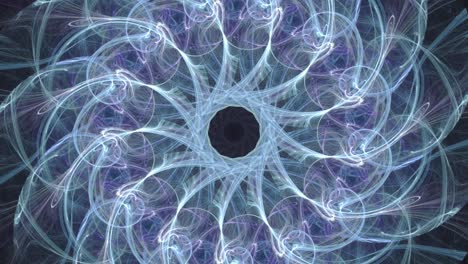 Endlosschleifen-Fraktal-Kaleidoskop-Mandala,-Wunderschöne-Und-Komplizierte-Farbmuster,-Die-Wirbeln-Und-Ineinandergreifen