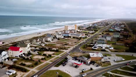 The-Outer-Banks-of-NC,-Nags-Head-North-Carolina-Aerial-Push-in,-Nags-Head-NC-in-4k