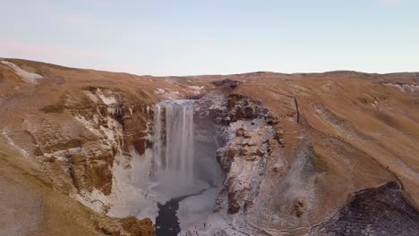 The-aerial-view-moves-up-from-a-distance-near-Seljalandsfoss