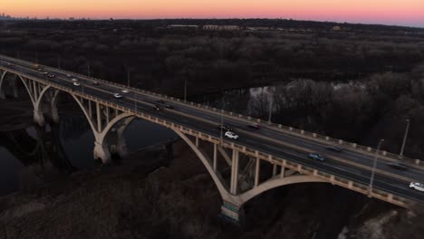 Drone-shot-of-Mendota-Bridge,-illustrating-the-huge-scale-of-the-iconic-American-structure