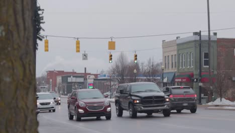 Commuters-travel-through-a-small-town-in-Northern-Michigan-as-they-go-about-their-busy-day