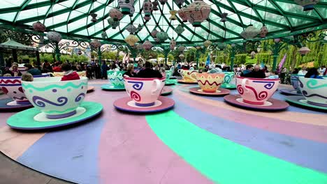 PARIS---JULY-2014:-Tourists-enjoy-Tea-Cups-at-amusement-park