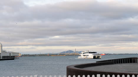 SLOW-MOTION-Geelong-Flyer-Ferry-Arrives-From-Melbourne-Australia