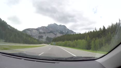 Car-mounted-timelpase-driving-through-national-parks-in-Canada