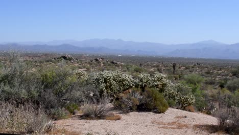 Sonoran-desert-stretches-out-across-the-valley-below-the-McDowell-mountains,-Scottsdale-Arizona