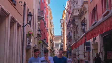 Time-Lapse-of-people-walking-through-the-streets-in-Murcia,-Spain