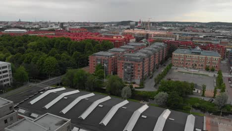 Aerial-footage-over-new-built-apartments-in-the-urban-part-of-Gothenburg-called-Garda