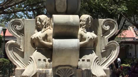 Detail-of-the-"Mermaid-Fountain"-in-Central-Plaza,-Antigua,-Guatemala
