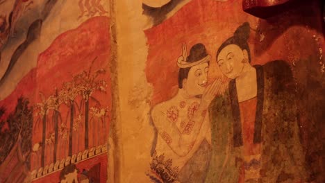 Berühmte-Und-Historische-Kunstwandmalerei-Von-Puumanyaaman-Im-Wat-Phumin,-Provinz-Nan,-Thailand