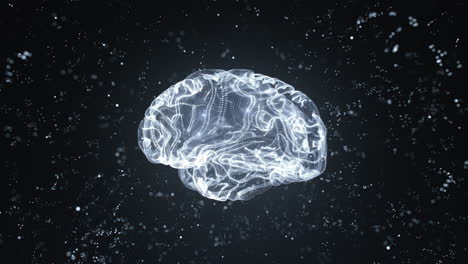 3D-animation-of-a-glowing-brain-rotating-on-dark-dotted-background