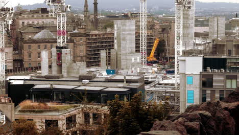 Edinburgh-Cityscape-from-Calton-Hill-with-tall-buildings,-Edinburgh,-Scotland-UK