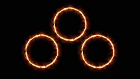 three-ring-shaped-fires,-can-be-used-as-a-video-background
