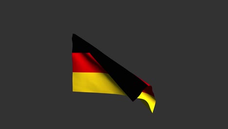3D-animierte-Deutsche-Flagge,-Die-Auf-Grauem-Hintergrund-Weht,-Mit-Alphakanal-Am-Ende-Des-Clips