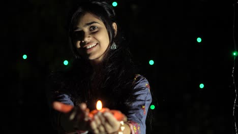 Indian-girl-with-diwali-diya