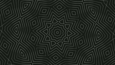 Geometric-star-pattern-rotating-on-black-background,-graphic