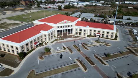 Bay-County-Government-Center-viewed-from-above-in-Panama-City,-Florida