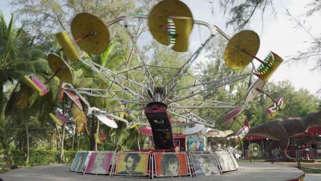 Carousel-at-an-amusement-park-in-Bagan-Lalang,-Malaysia