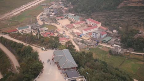 handheld-aerial-view-of-school-ground-in-Vietnam