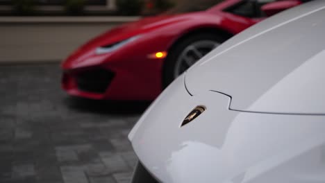 A baby blue Lamborghini huracan parked and on display at a Toronto