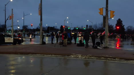 Freedom-Convoy-Protest-in-Windsor,-Ontario,-Canada