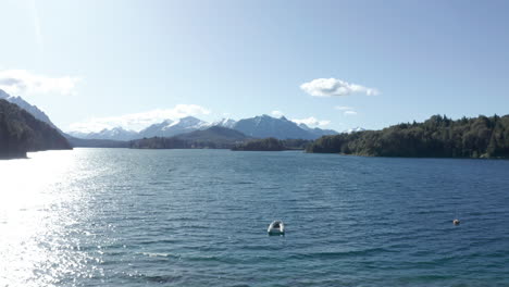 AERIAL---Perito-Moreno-Lake-near-Bariloche,-Rio-Negro,-Argentina,-forward-rising