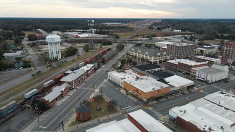 Downtown-Waycross-Georgia-Aerial-View-Tracking-Right