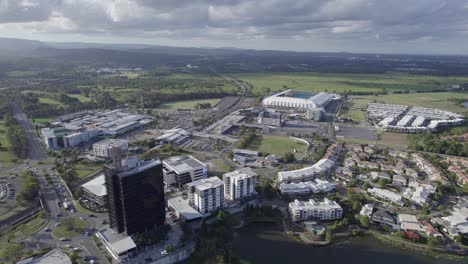 Apartment-Buildings-And-Residential-Community-In-The-Suburb-Of-Robina-In-Gold-Coast,-Queensland