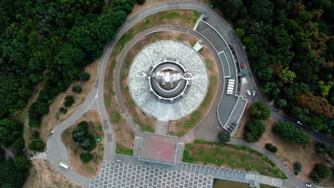 Top-down-view-of-Motherland-monument-in-Kyiv-city-park